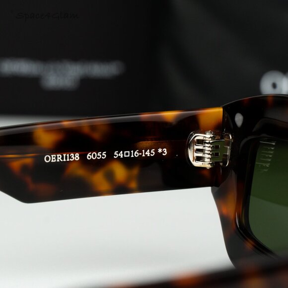 Off-White Women Sunglasses Havana Green Rectangle OERI138 CHARLOTTE 6055 NEW - Picture 6 of 9